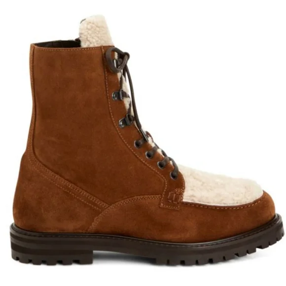 Aquatalia’s suede `Isaac’ boots Shearling Lug Sole Italian Luxury Designer #74 - Picture 6 of 12